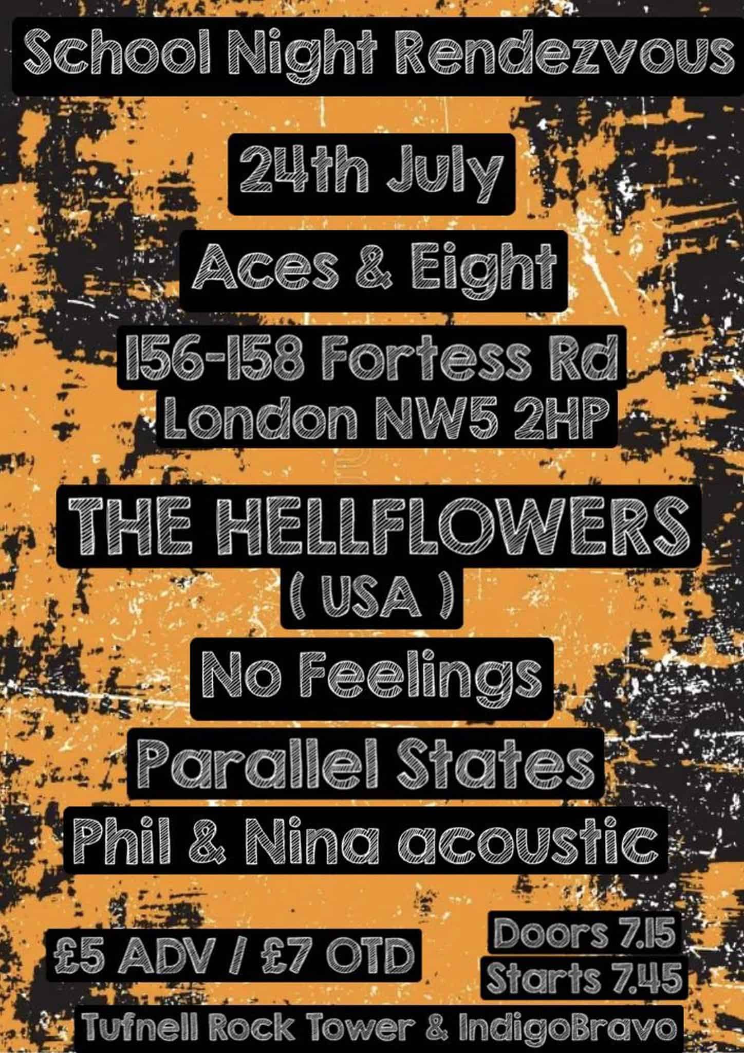 School Night RendezVous Present Hellflowers + The Hellflowers + No Feelings + Parallel States  + Phil & Nina acoustic
