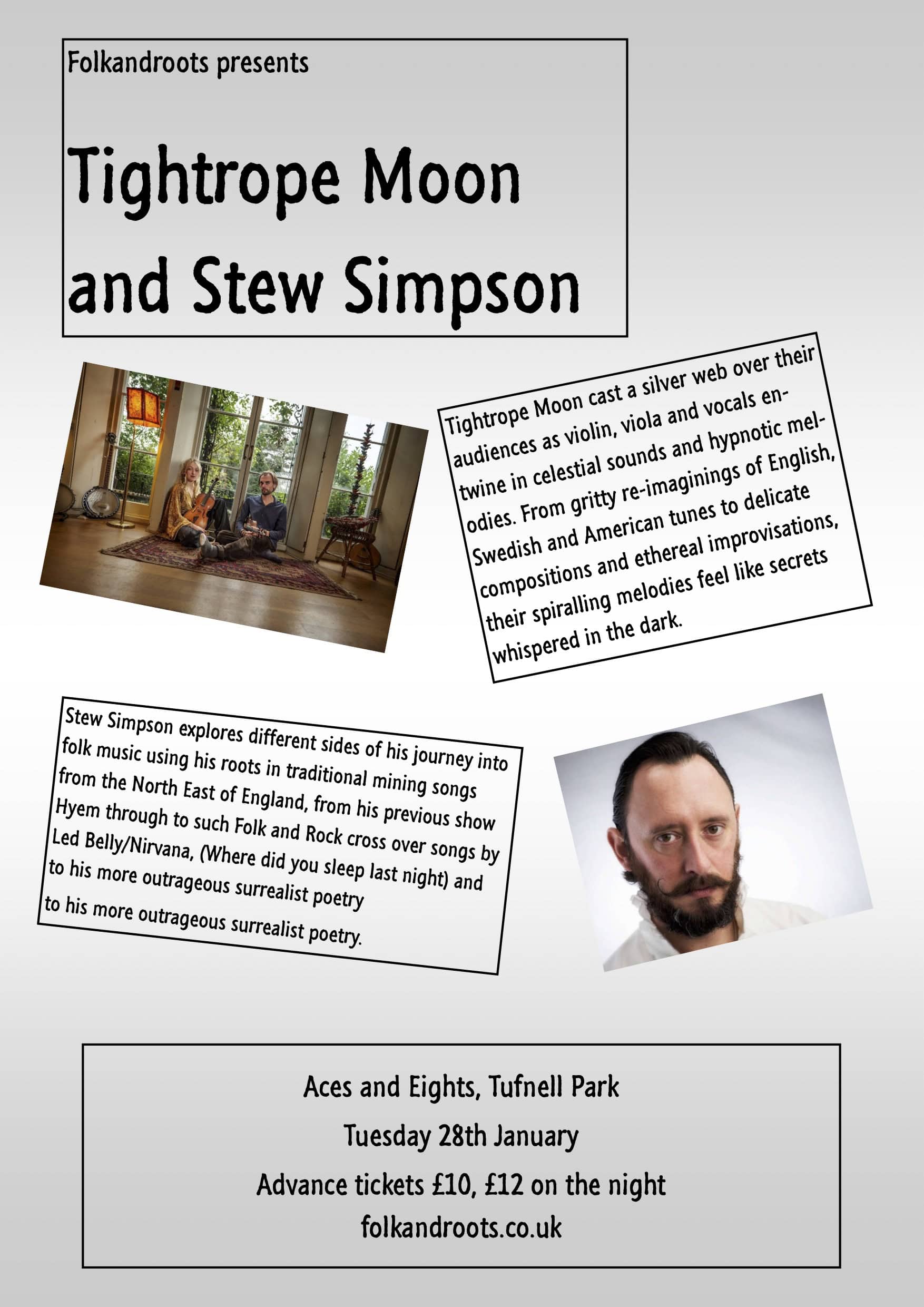 FolkAndRoots Present Tightrope Moon and Stew Simpson (Independent Venue Week)