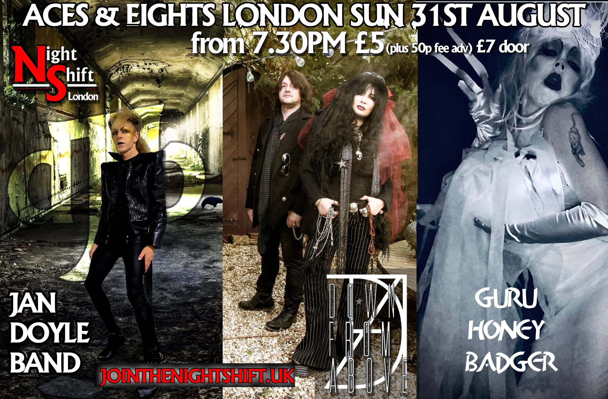 Join The Nightshift Presents... Down From Above, Jan Doyle Band, Guru Honey Badger