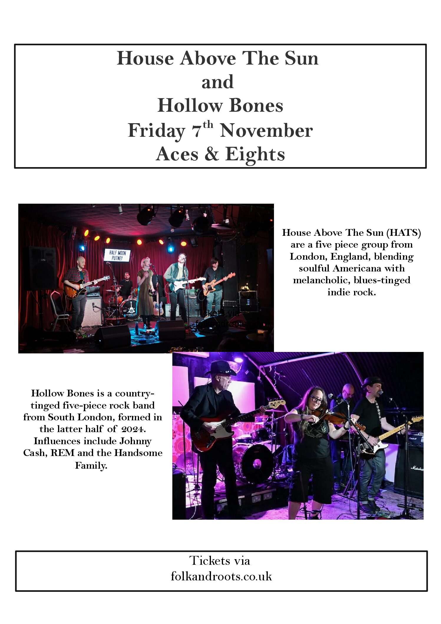 FolkAndRoots Present House Above The Sun + Hollow Bones